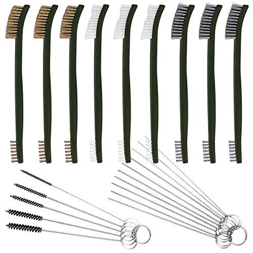 Wire Brush Set for Car Detailing - 9 PCS Cleaning Kit with 3 Brass, 3 Steel,