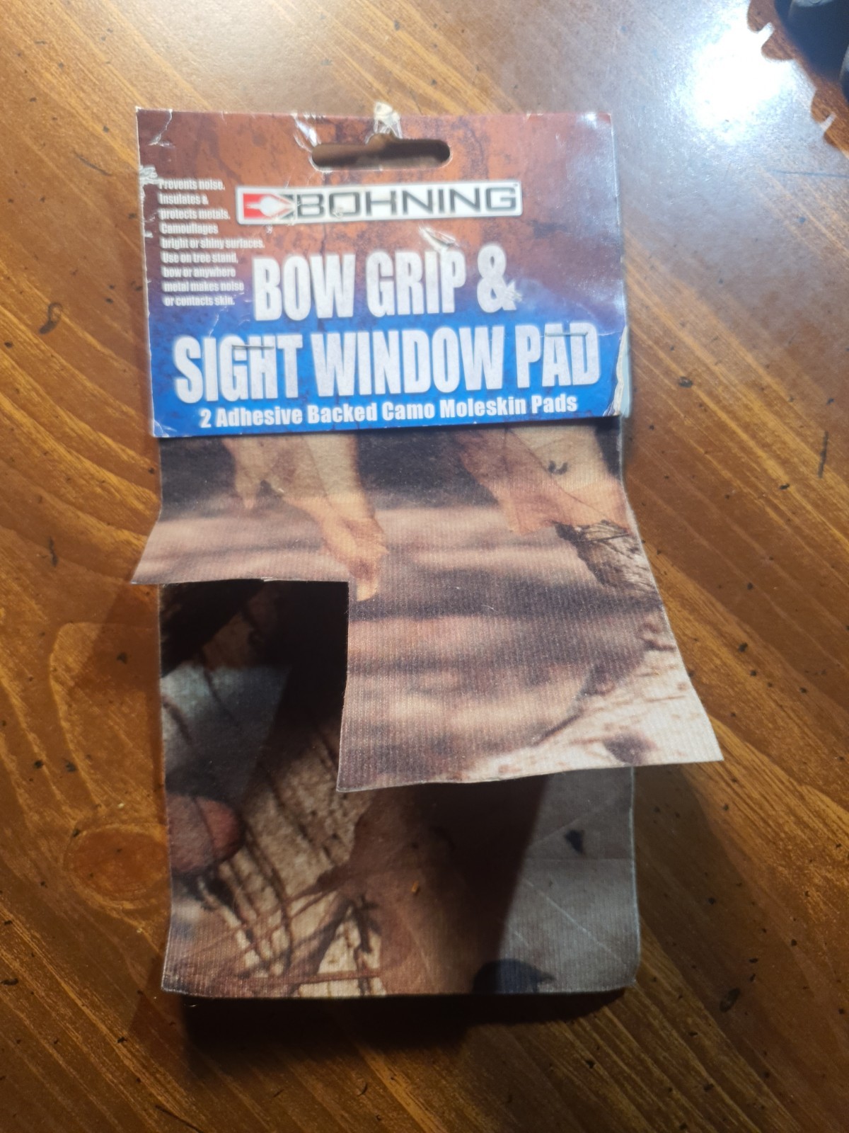 Bohning Moleskin Bow Grip & Sight Window Camo 4"x6" Adhesive Pad 2 Pack #01602
