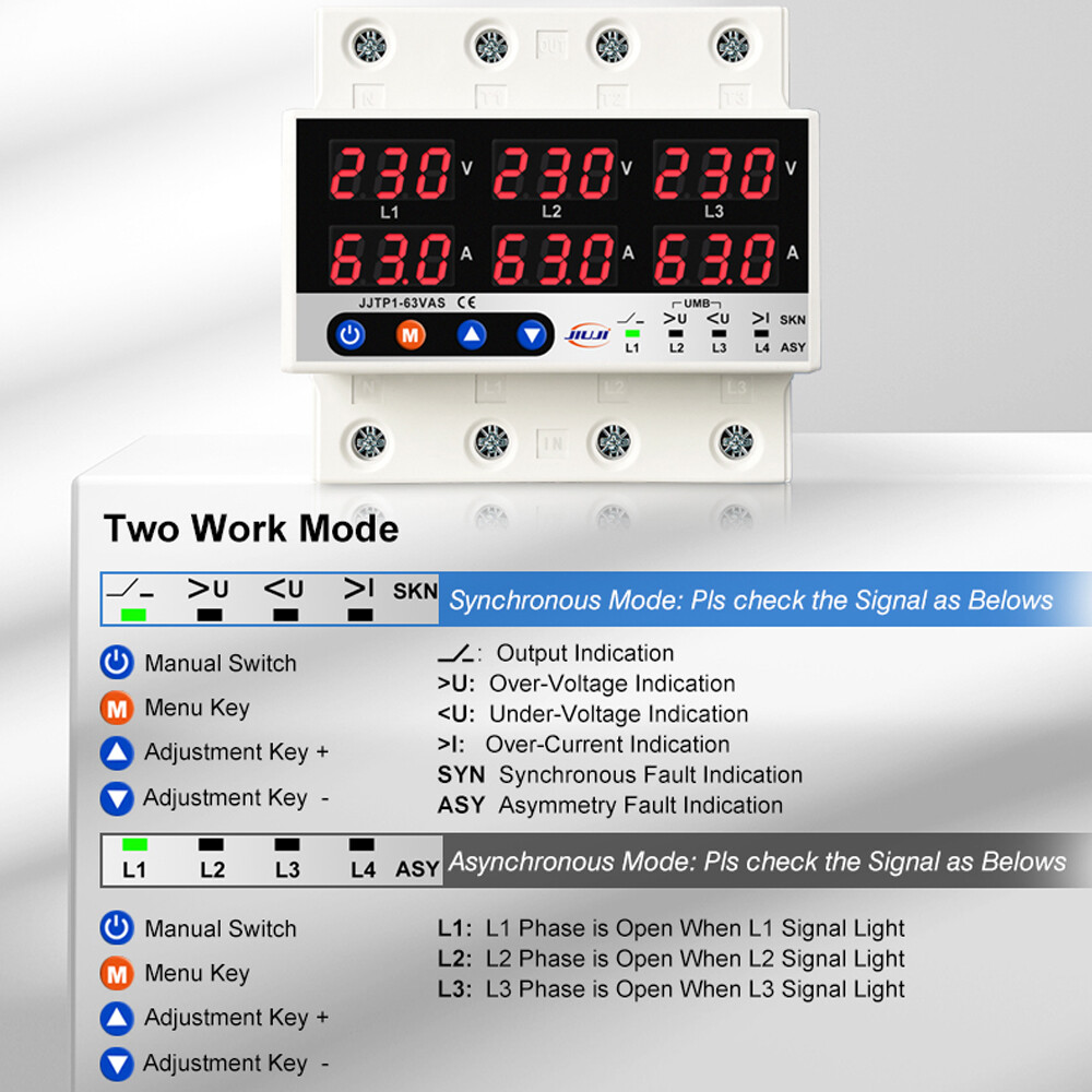 Three Phase Voltage and Current Protector Synchronous &Asynchronous Working R4R3