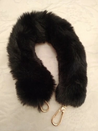 Faux Fur Black Top Handle Strap 40cm For Neonoe Bucket Classic Flap Handbags
