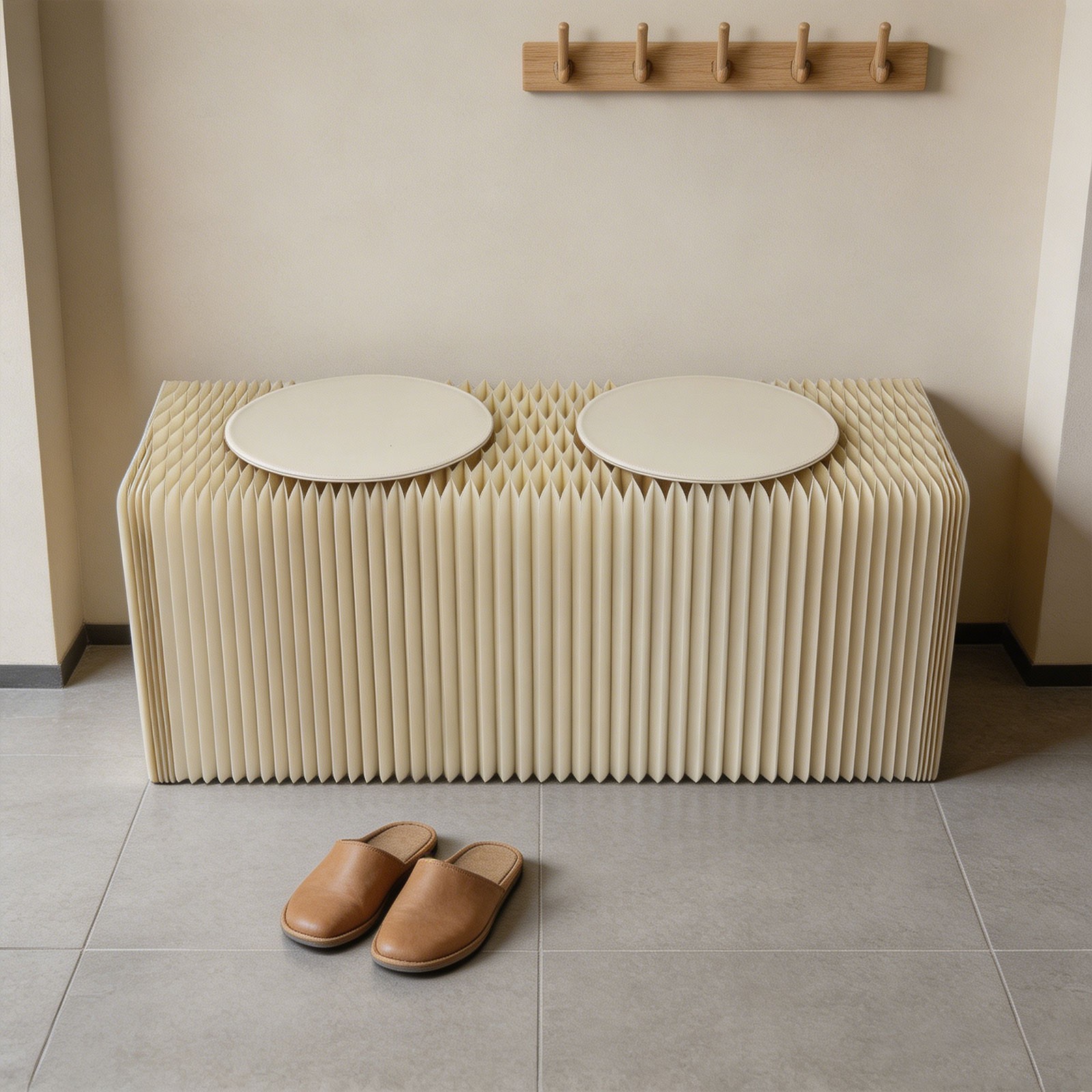 2 Seats Folding Craft Bench Shoe Change Stool, Folding Craft Bench with Cushions