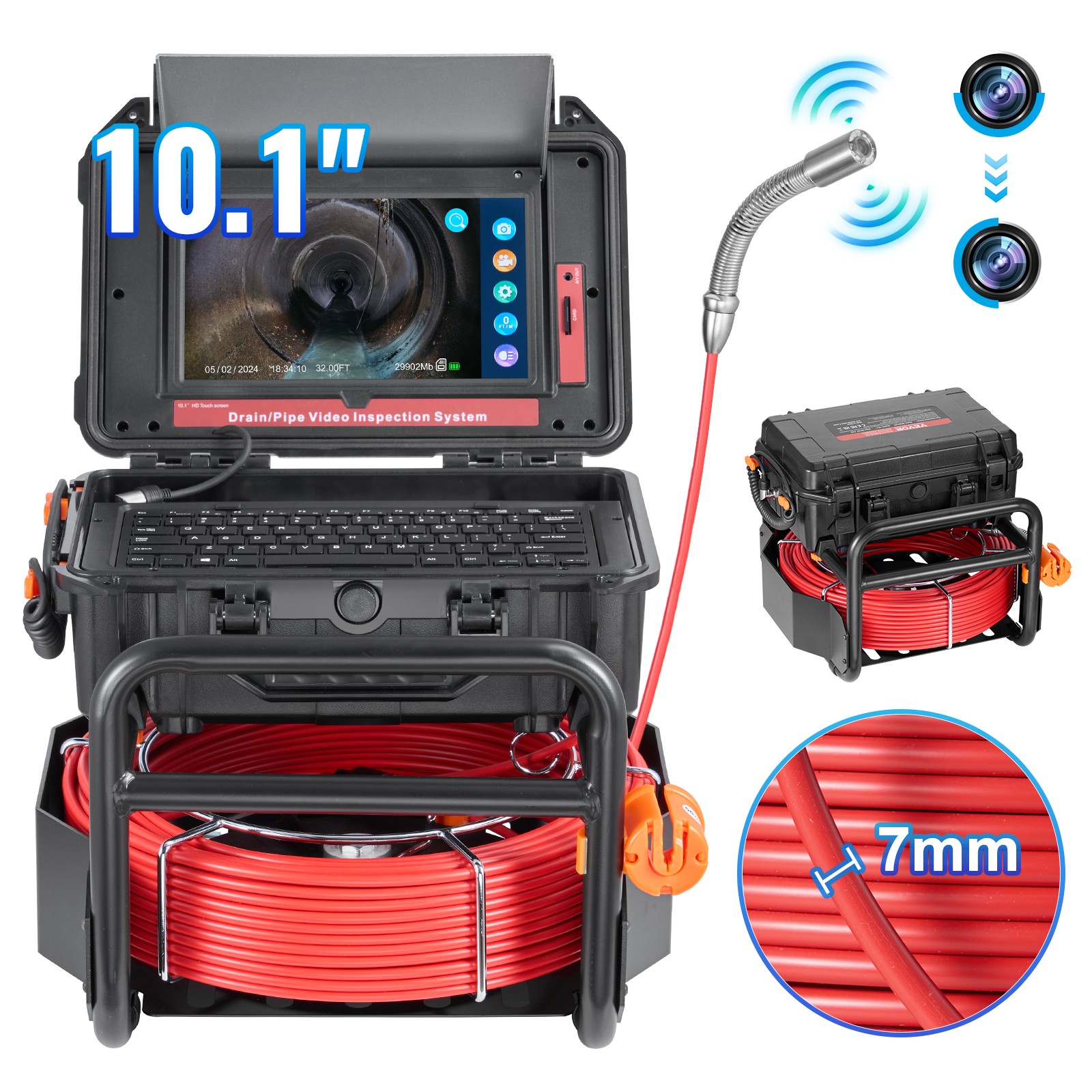 Uimoso Sewer Camera 165 ft/50m Self-Leveling Drain Camera w/ 10.1" Touchscreen