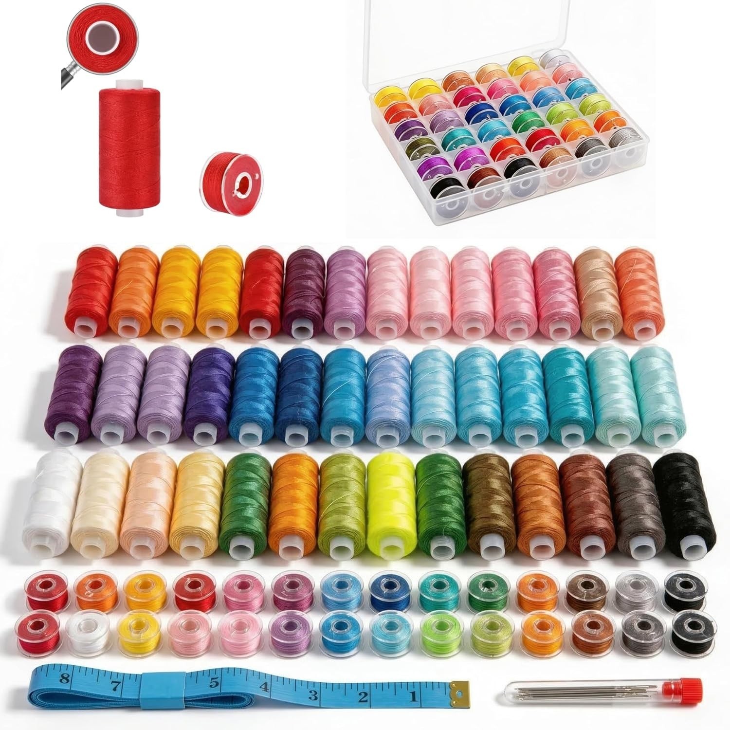 72 PCS Sewing Thread Assortment, 36 Color Thread for Sewing Machine with 36 Same