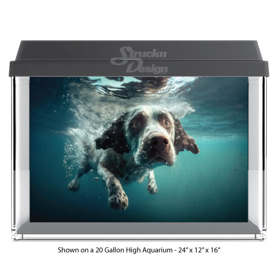 Underwater Spotted Dog Polyester Fish Tank Glass Backdrop Aquarium Background