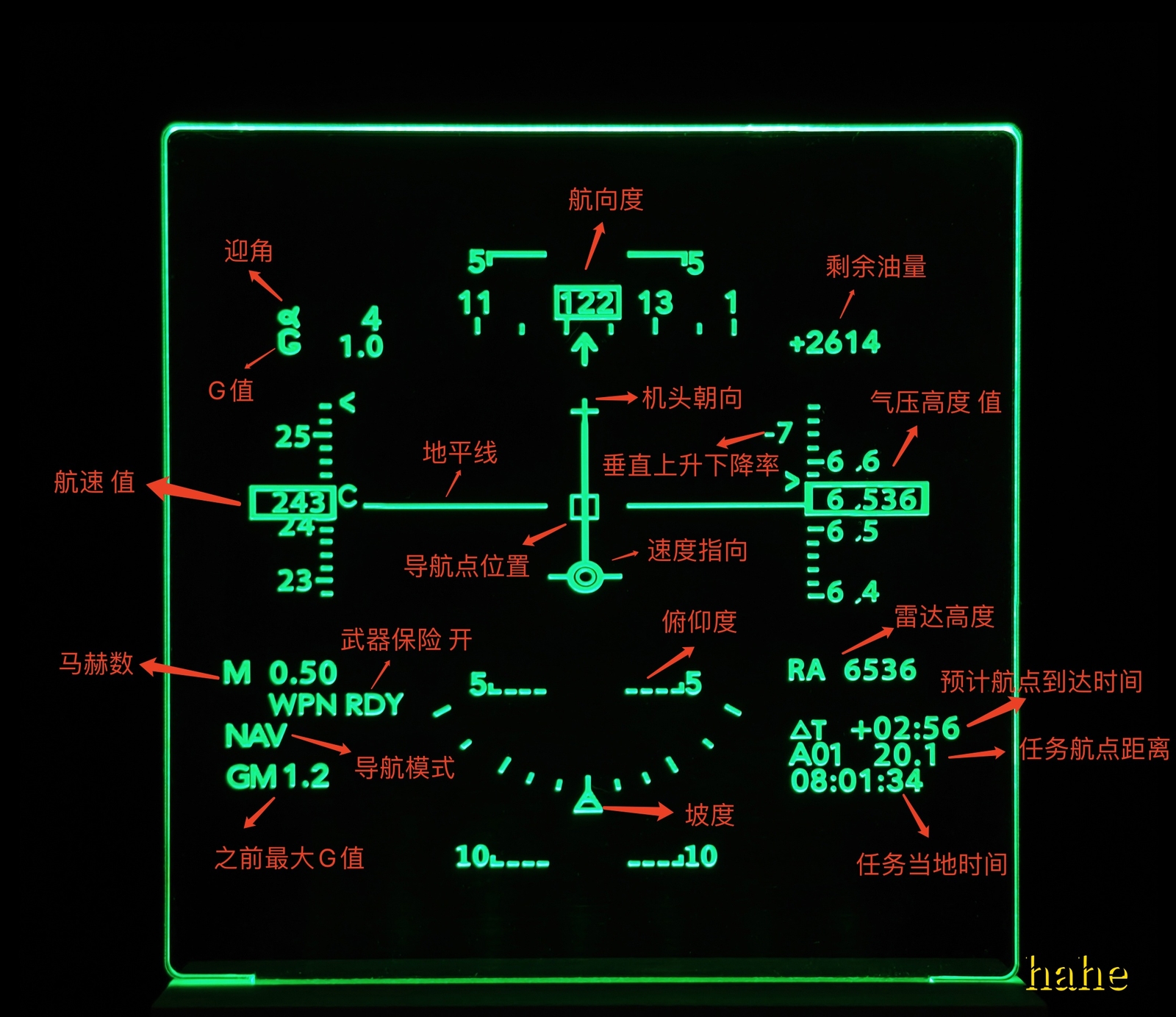 Fighter Jet HUD Diffractive Flat Display Table Lamp JF-17 Fighter Night Light