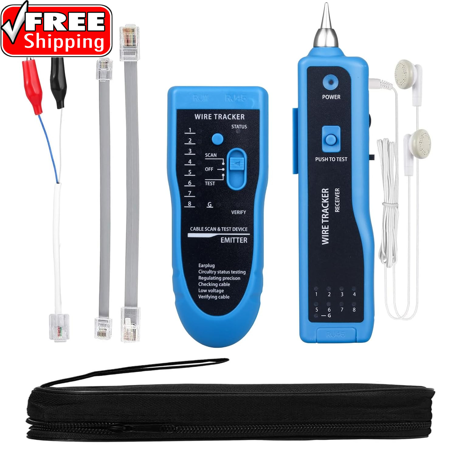 Cable Tracer Ethernet Network Cable Tester RJ45 RJ11 - Wire Toner Tracker CAT5 C