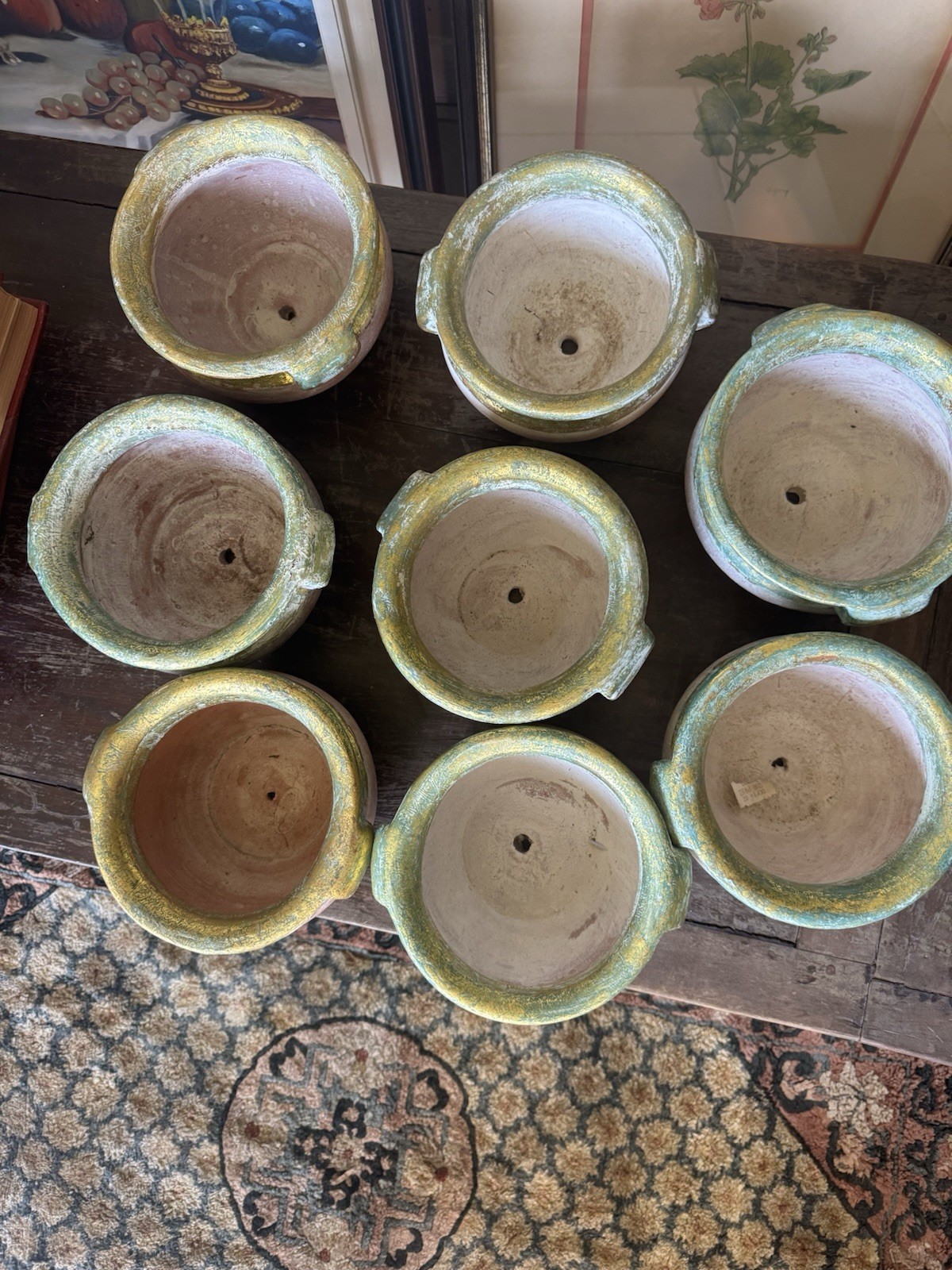 HANDMADE CLAY PLANTER POT WITH GREEN ACCENT