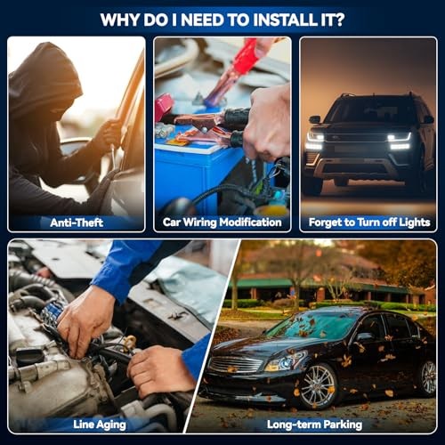 Remote Battery Disconnect Switch 240A 12V Kill Switch for car with LED Blue
