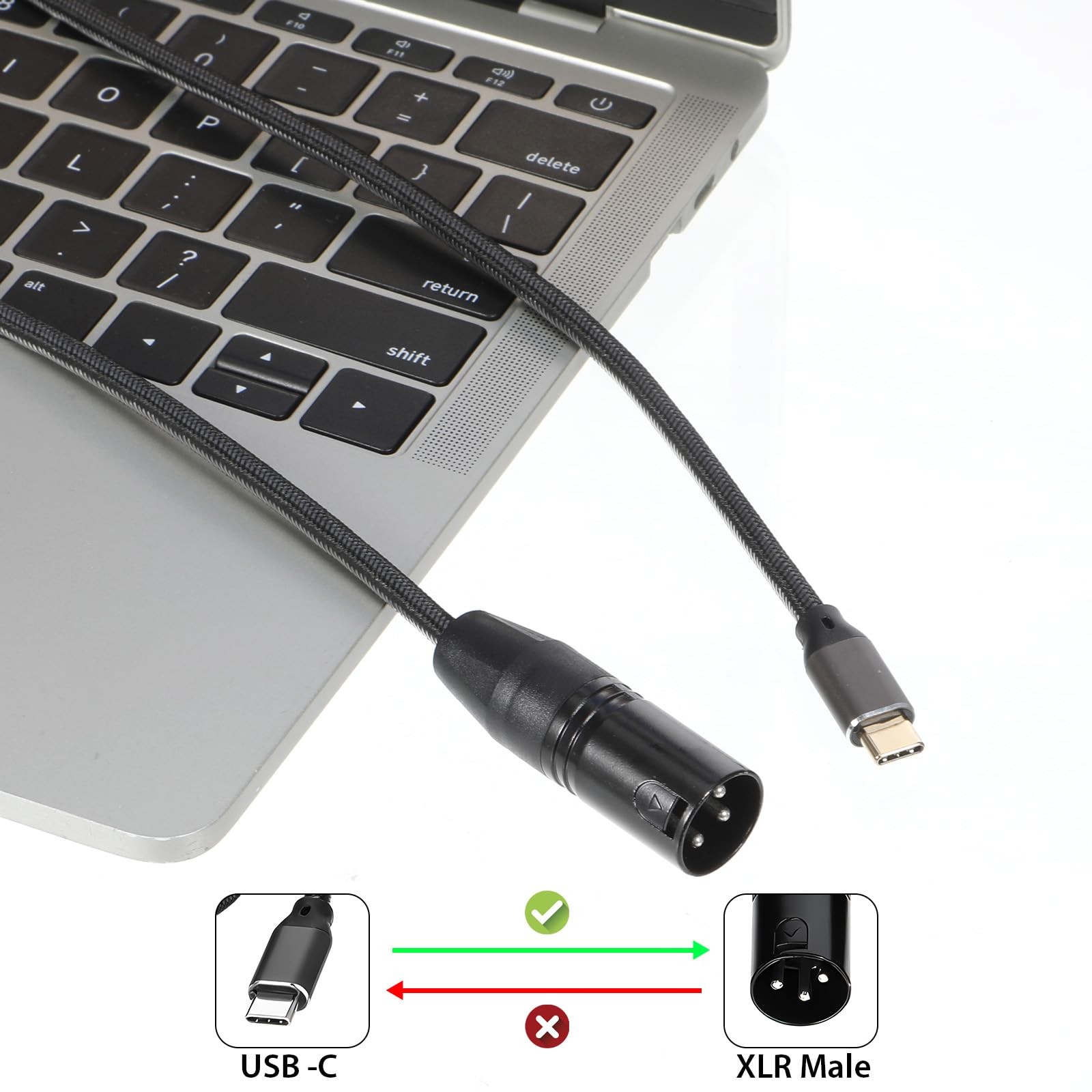 Zyghjort USB Type C to XLR Cable, 6.6 FT C Male 6.6FT, black
