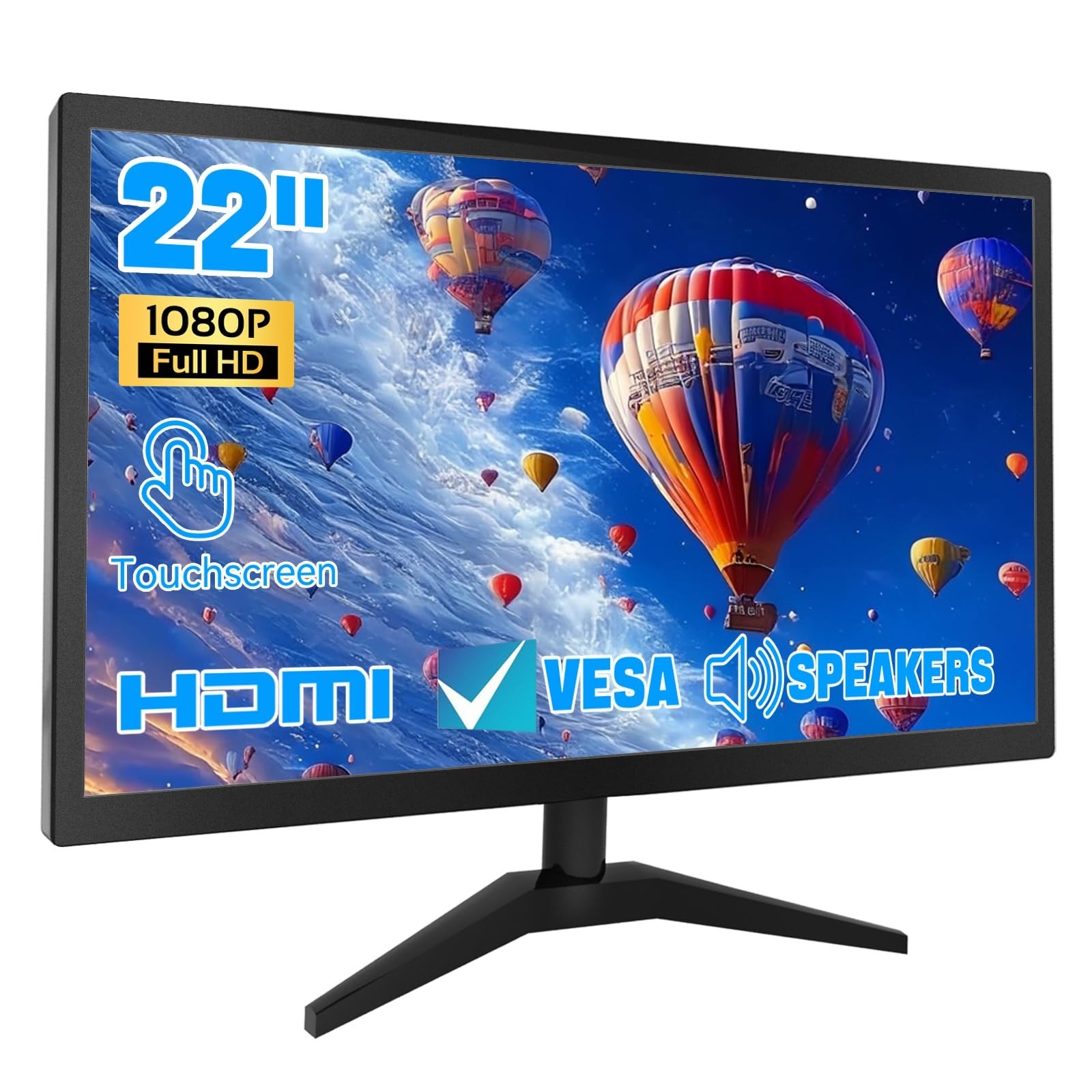 Touchscreen Monitor 22 Inch FHD 1920x1080P IPS PC Monitor, 10-Point Touch Scr...