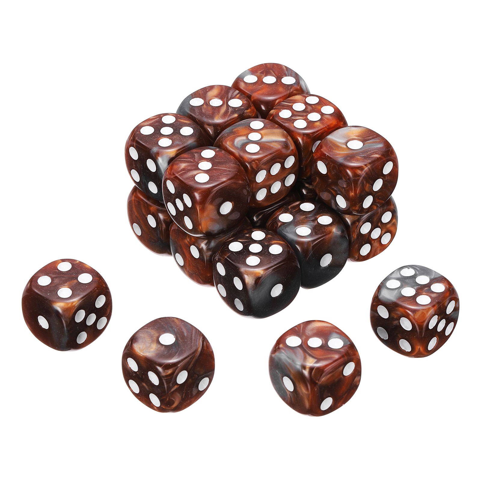 24Pcs 6 Sided Colored Standard Dice, Acrylic D6 Game Dice, Gray/Orange, White