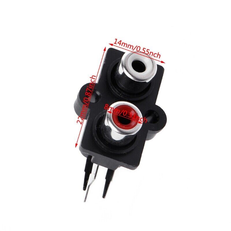 5pcs PCB Panel Mount 2 RCA Socket Female Jack Audio Connector Black 6pins USA