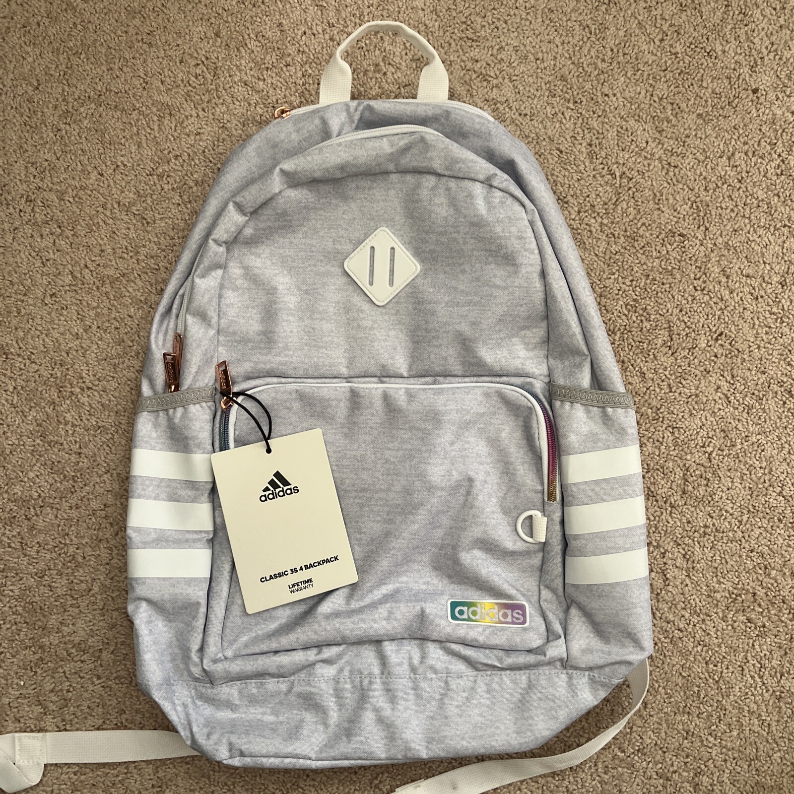 ADIDAS CLASSIC 3S 4 Backpack Student Jersey White/White Rainbow