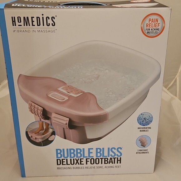 HoMedics Bubble Bliss Deluxe Footbath Foot Spa Pin with Attachments Gently Used
