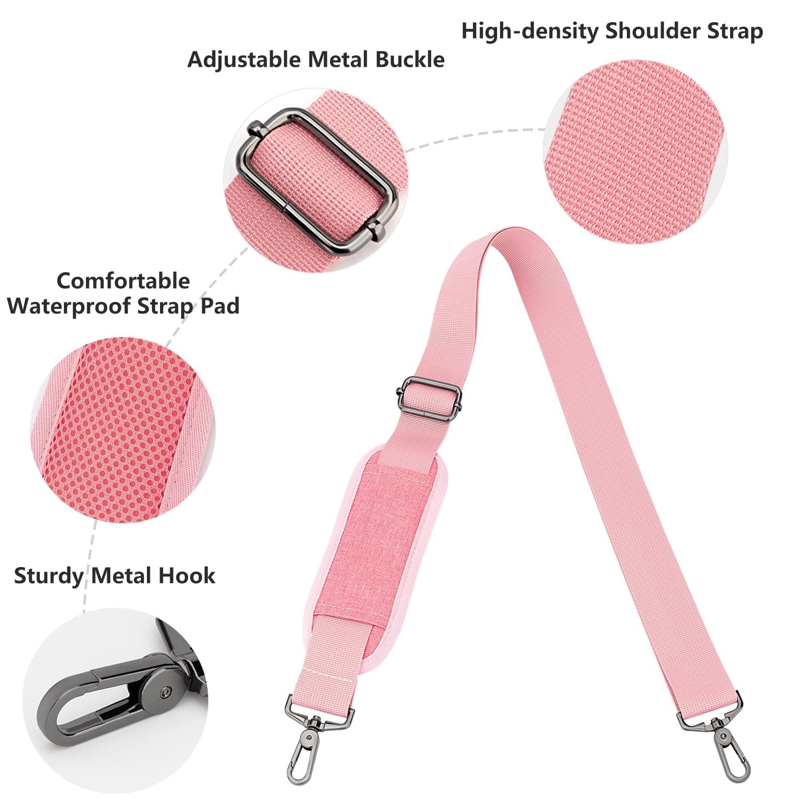 RAINYEAR 59 Inch Shoulder Strap Strap for Laptop Bag, Pink