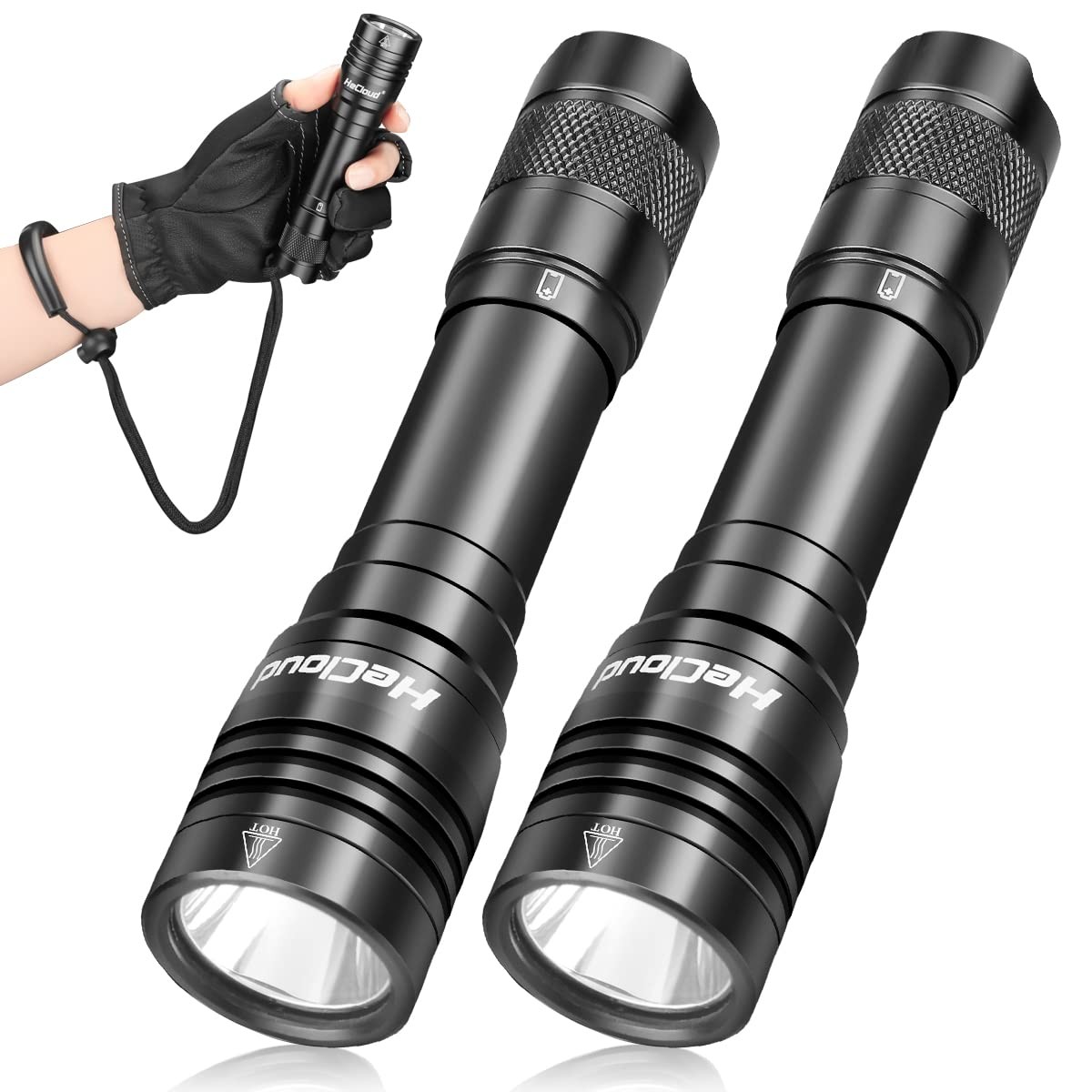 Hecloud 2 Pack Scuba Diving Flashlight Rechargeable Power Dive Light Torch 3000
