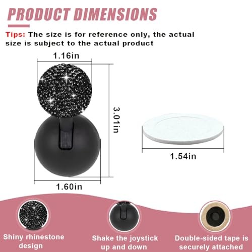 Car Push Start Button Cover, Rhinestone Engine Start Stop Button Joystick Black