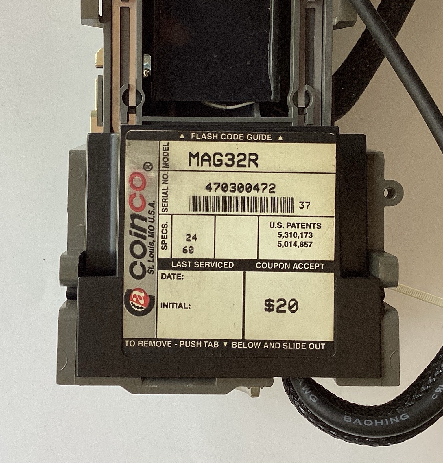 Coinco MagPro MAG32R bill acceptor/validator with 2 StackerBoxes Untested
