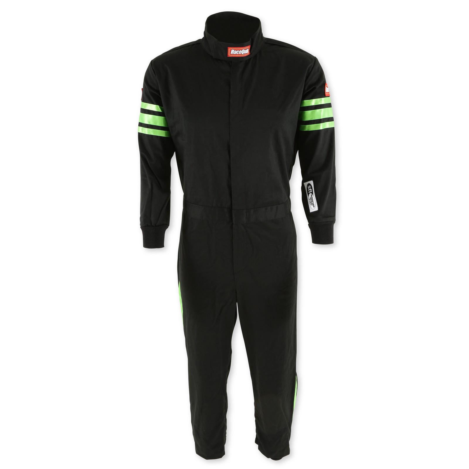 RaceQuip 1950795RQP One-Piece Driver Fire Suit - Green Trim, Youth/Jr Large NEW