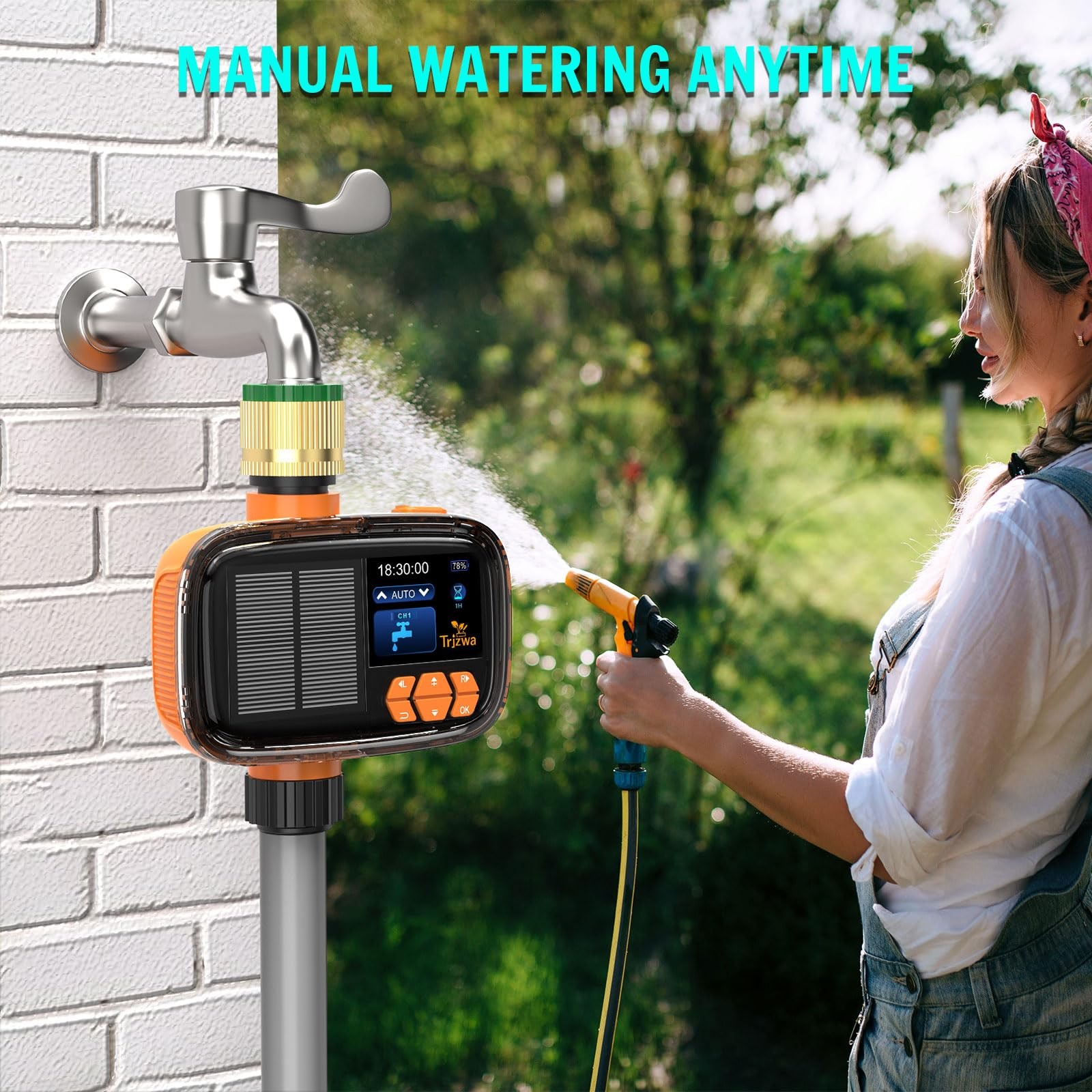 Solar Sprinkler Timer Water Timer, Irrigation System for Garden Hose Solar&Usb-