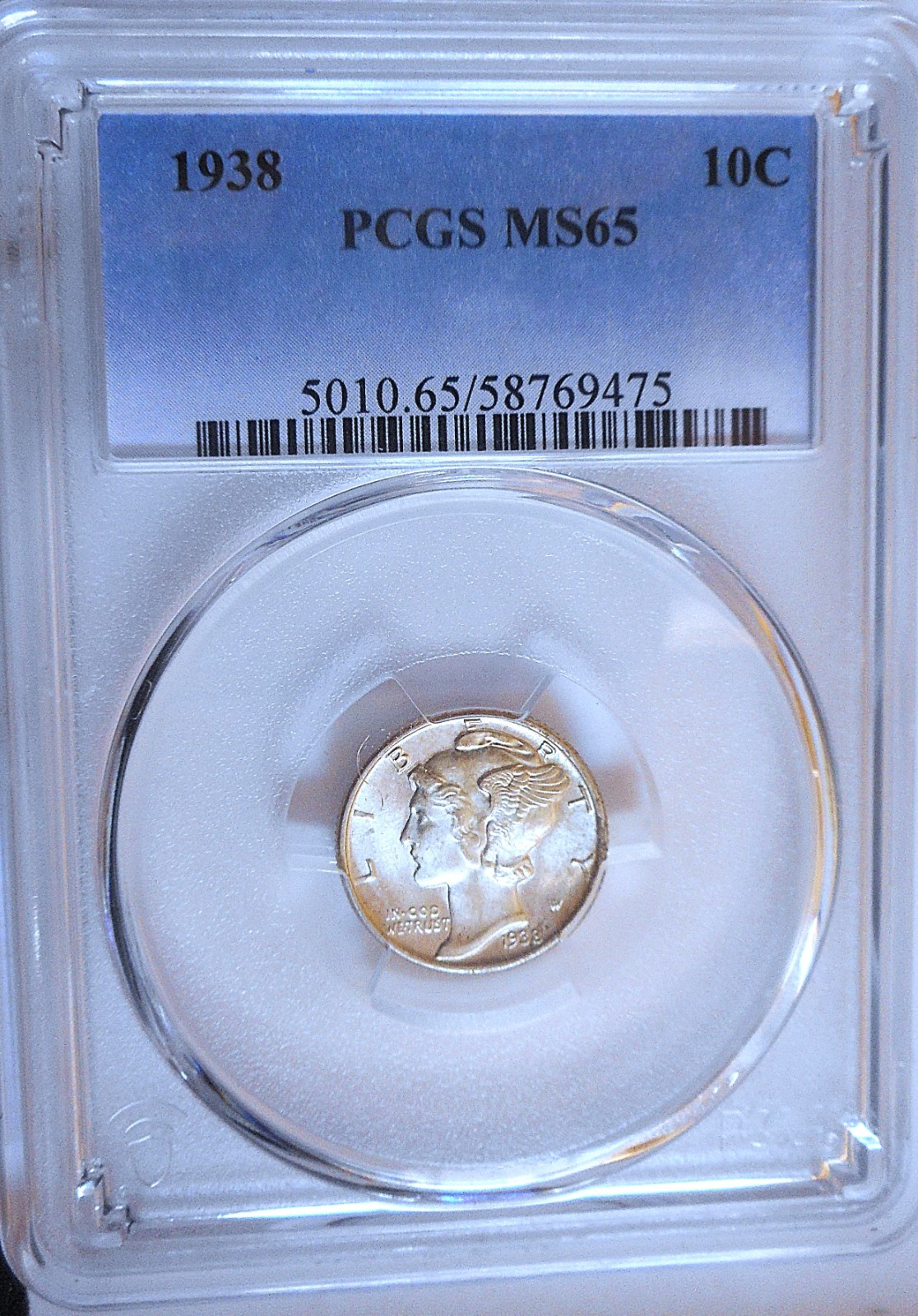 1938 Mercury Dime . PCGS MS65  Gem BU .