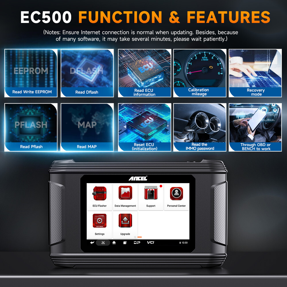 ANCEL EC500 ECM ECU Flashing Cloning Reset Initialization Read Write EEPROM Tool
