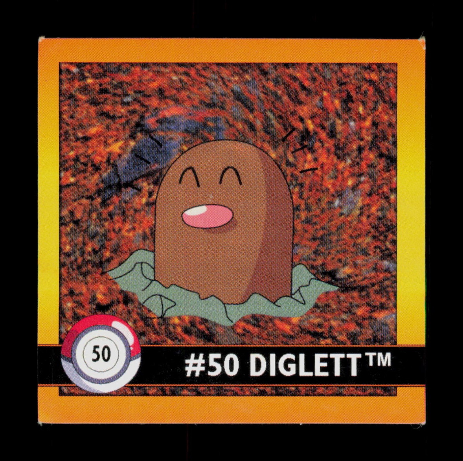 Diglett #50 Pokemon 1999 Nintendo Sticker