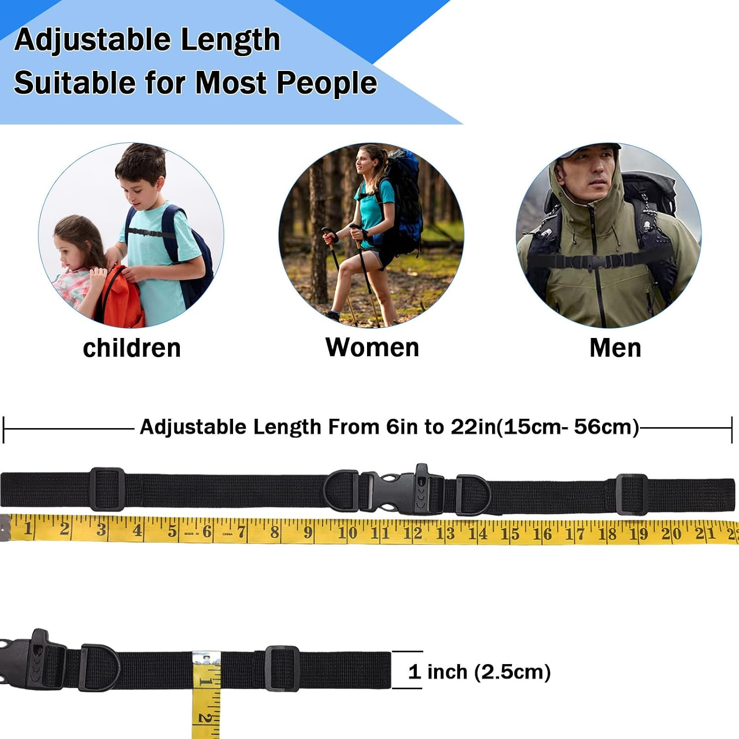 2 PCS Backpack Chest Strap Add On, Adjustable Sternum Straps for Backpacks