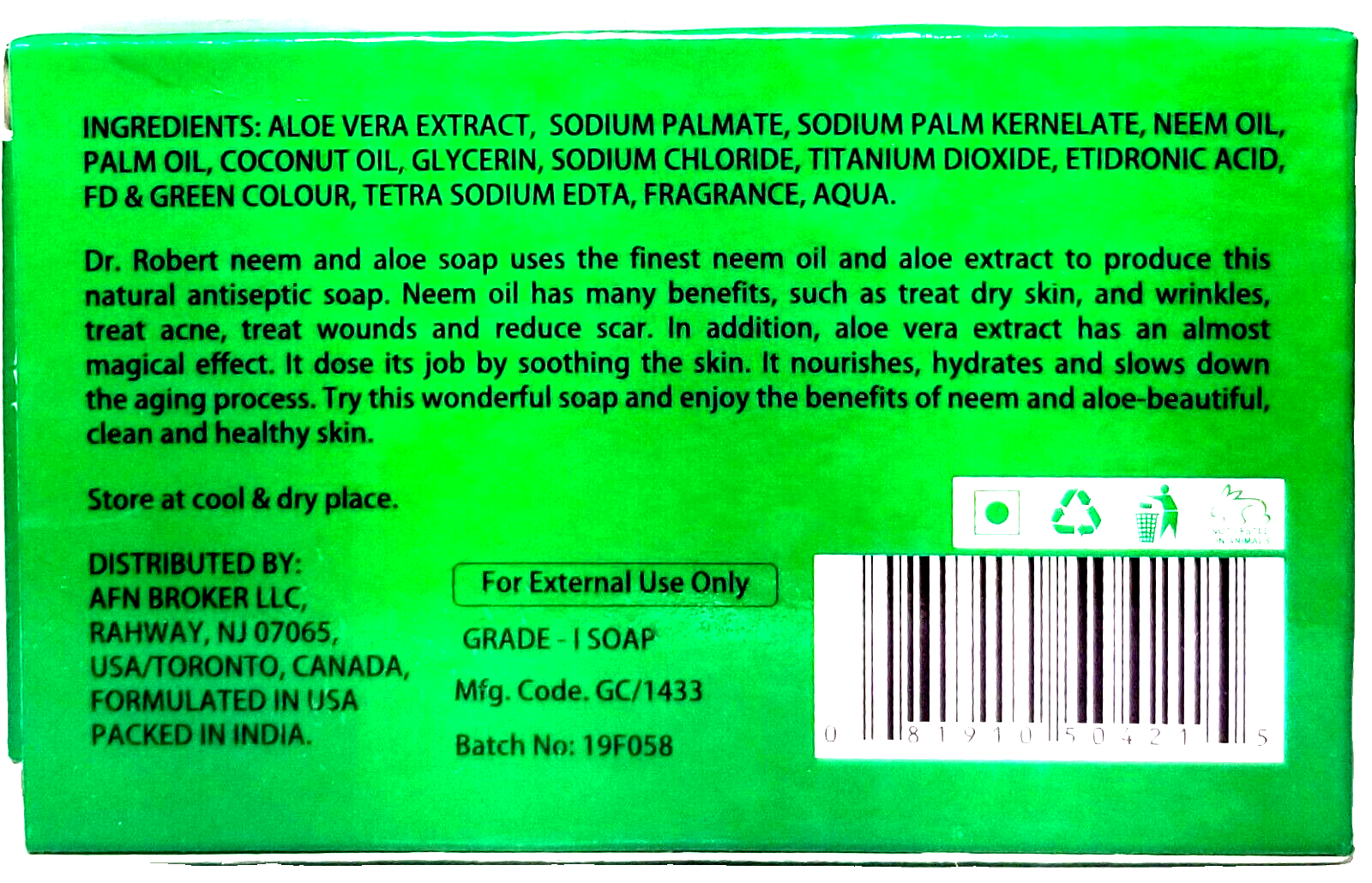 Dr. Robert Original antibacterial Neem & Aloe soap - 3-pack