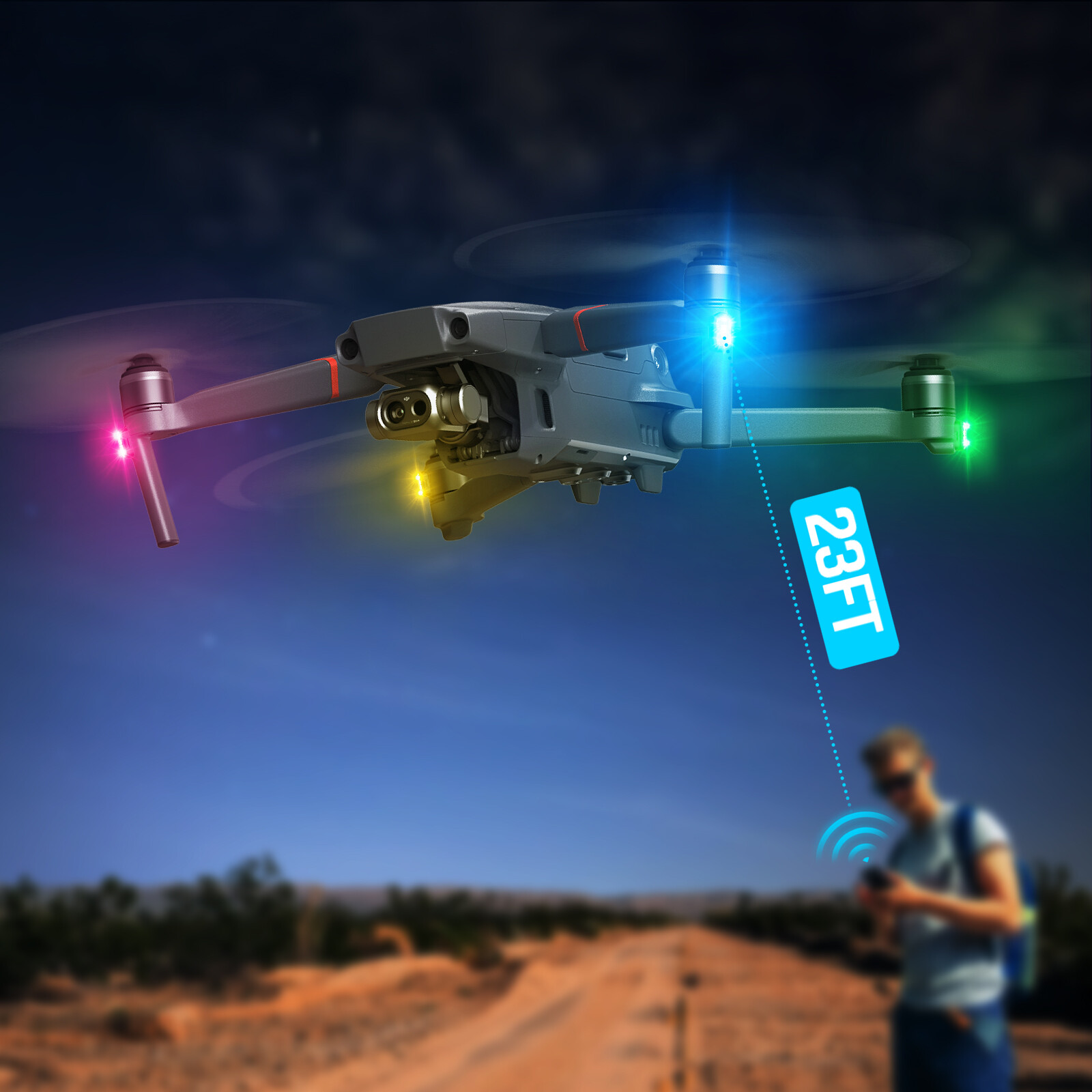 20 Pods Wireless RGB Strobe Lights w/Remote Control LED Flash Warning Lights Kit