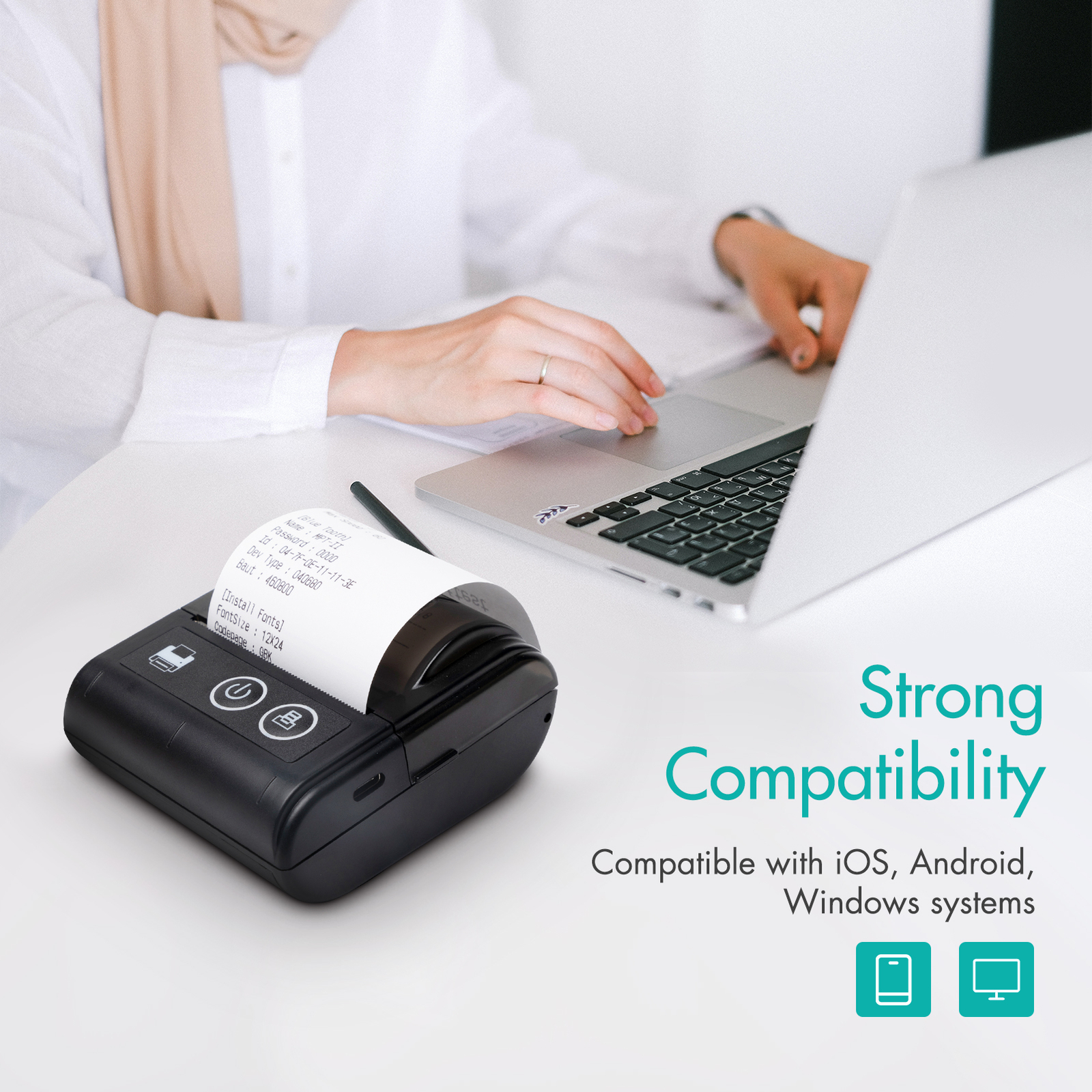 Portable Thermal Receipt Printer USB & Connection 2 inches 57mm L9I0