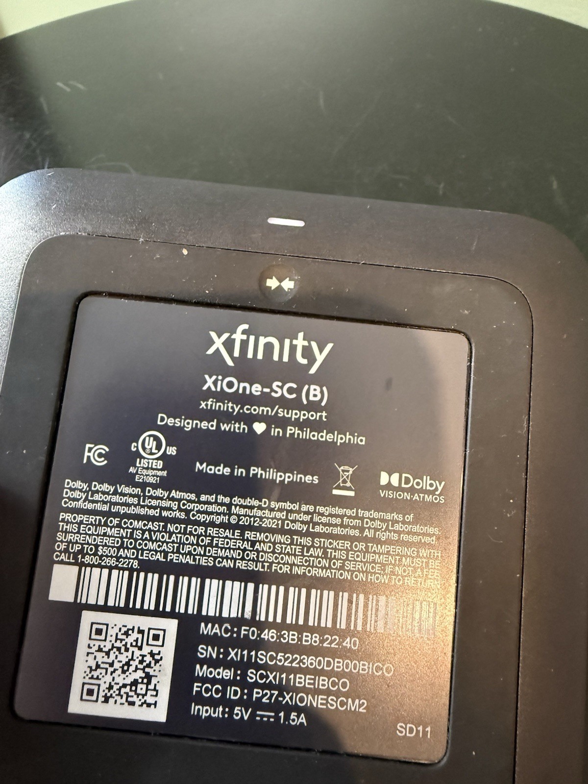 Xfinity Flex XiOne-SC(B) Streaming Device with AC Adapter No Remote