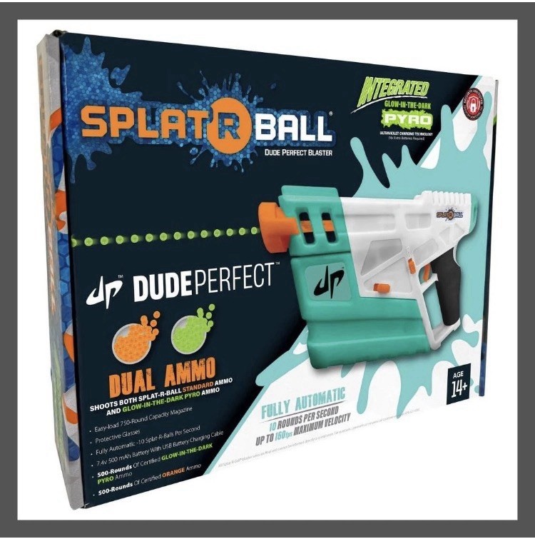Splat-R-Ball Dude Perfect Blaster Kit 500 Rounds Motorized 160+ FPS Battery