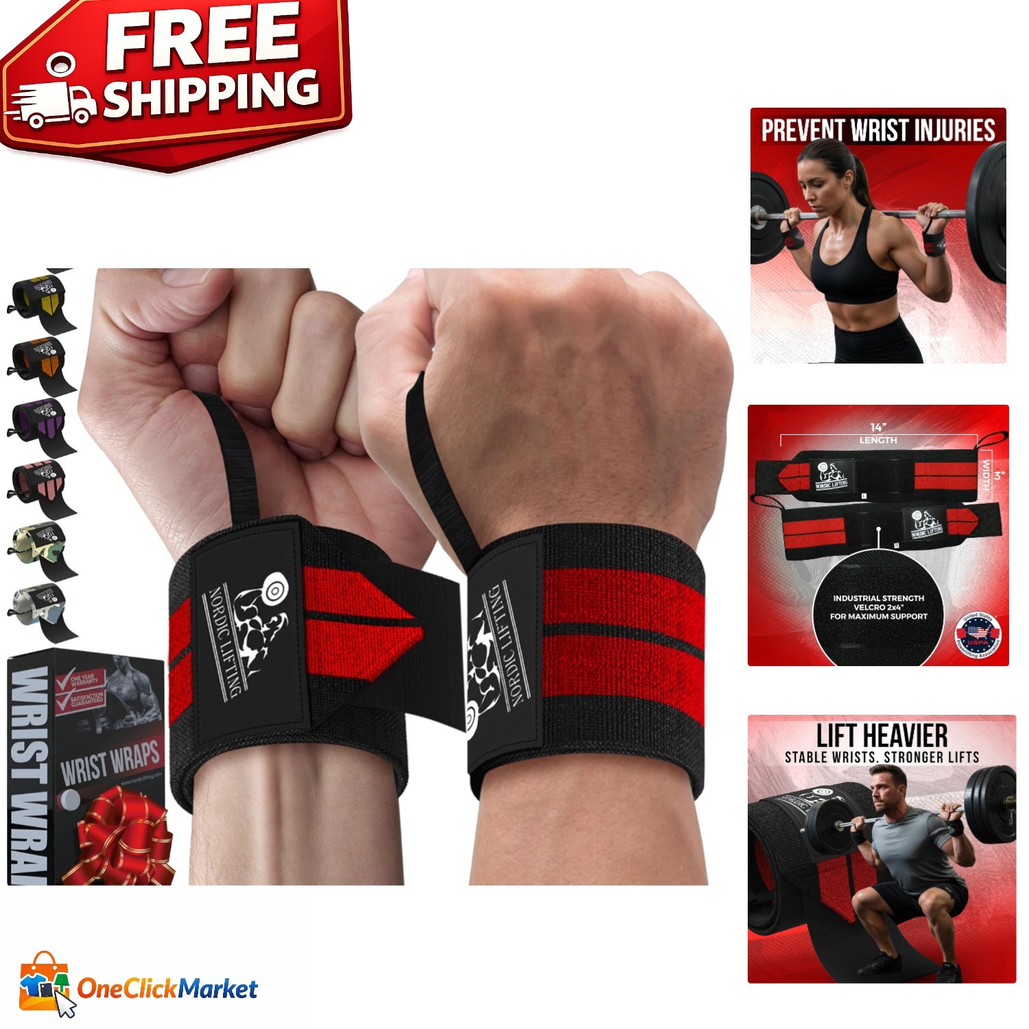Adjustable Wrist Wraps for Weightlifting & CrossFit – Durable Compression Straps