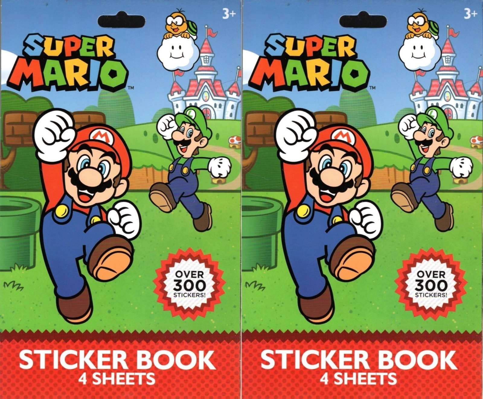 Super Mario - Sticker Book 4 Sheets over 300 Stickers (Set of 2)