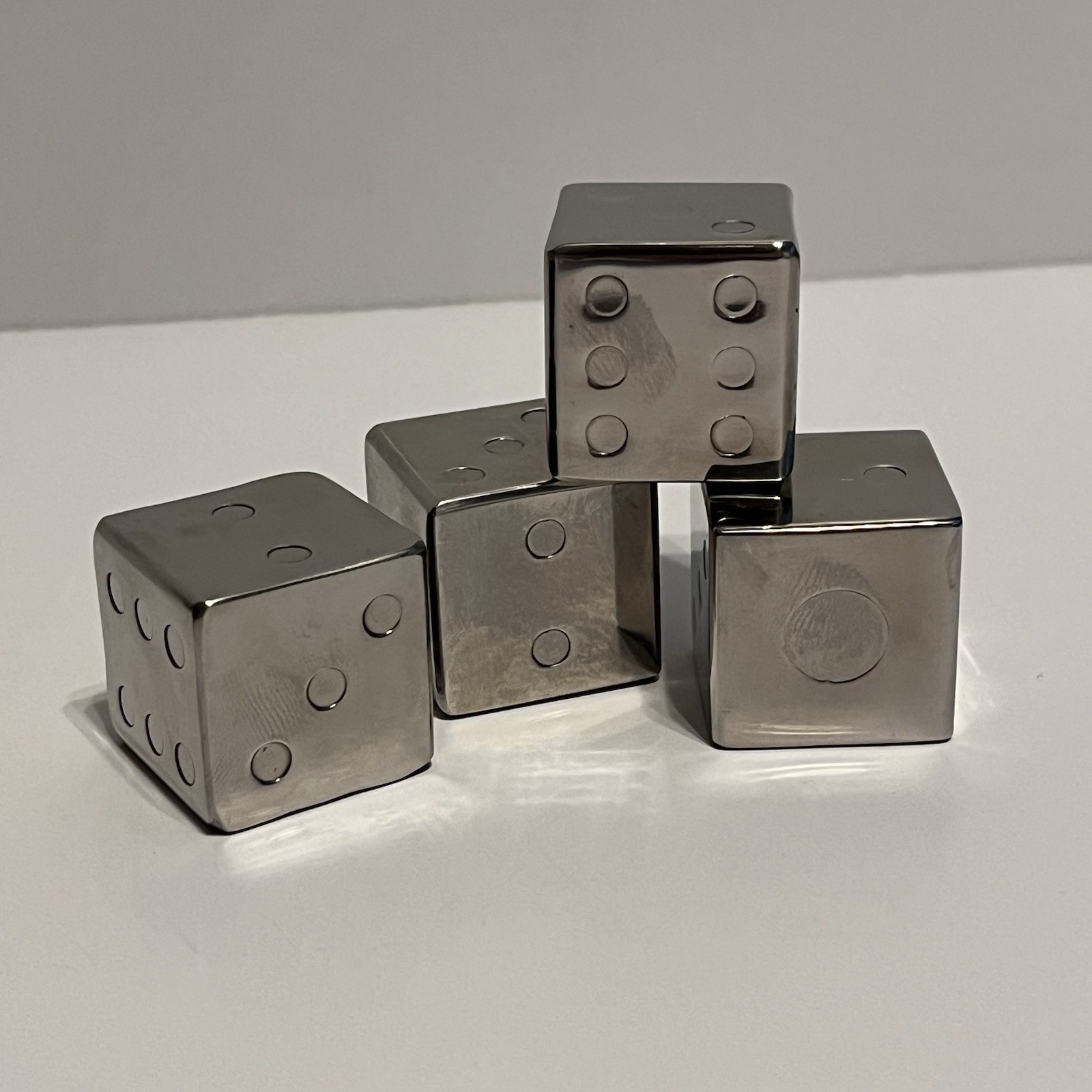 M|M Mad Man Whiskey Cubes Dice Style Reusable Metal Cubes Set Of 4