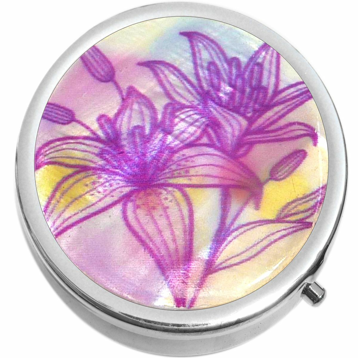 Pretty Flower  Medicine Vitamin Compact Pill Box