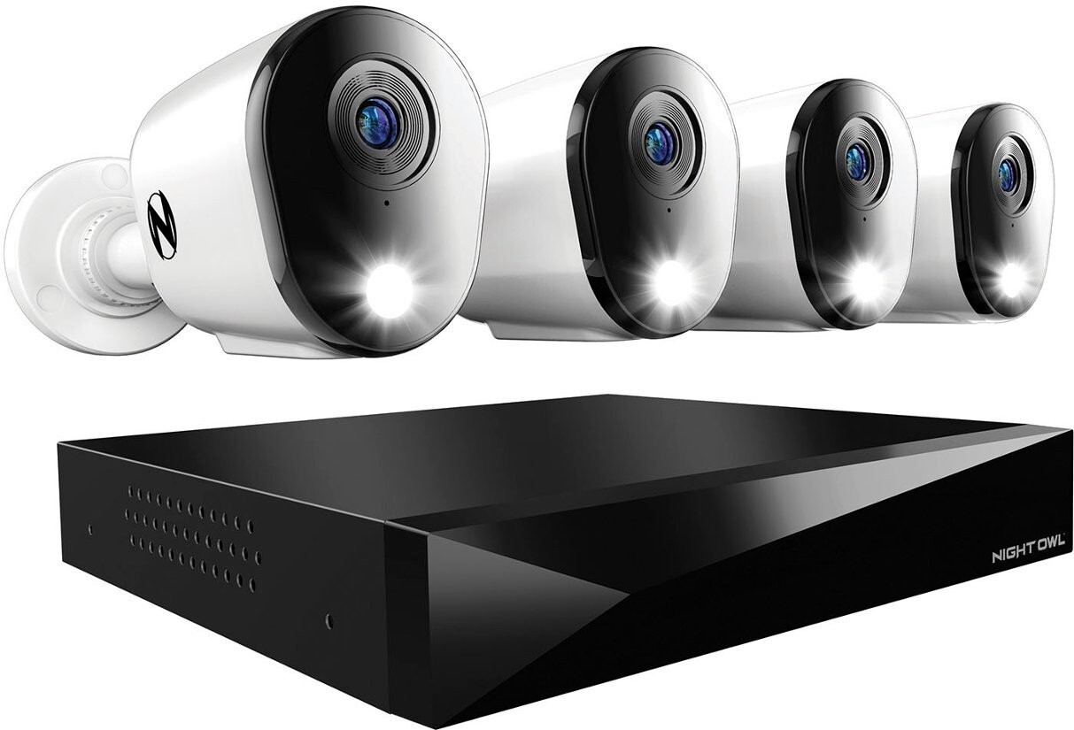 Night Owl 12 Channel 4 Camera Wired 2K 1TB DVR Security System with 2-way Audio
