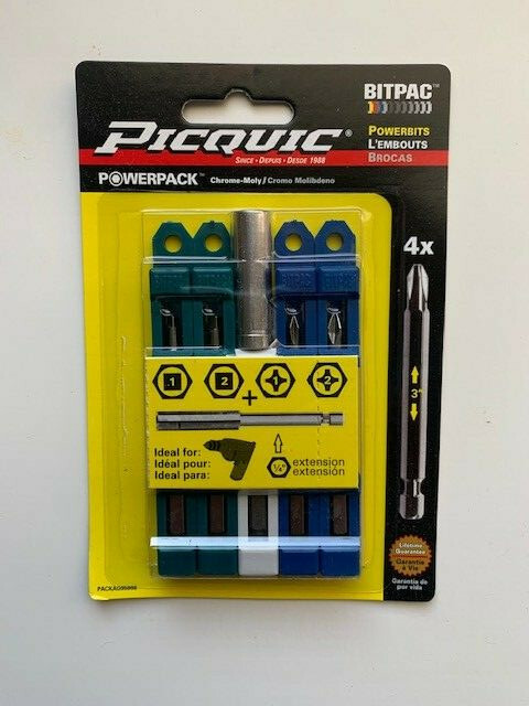 PICQUIC BITPAC POWEPACK - Screwdriver Bit Set with 4" extension and four bits