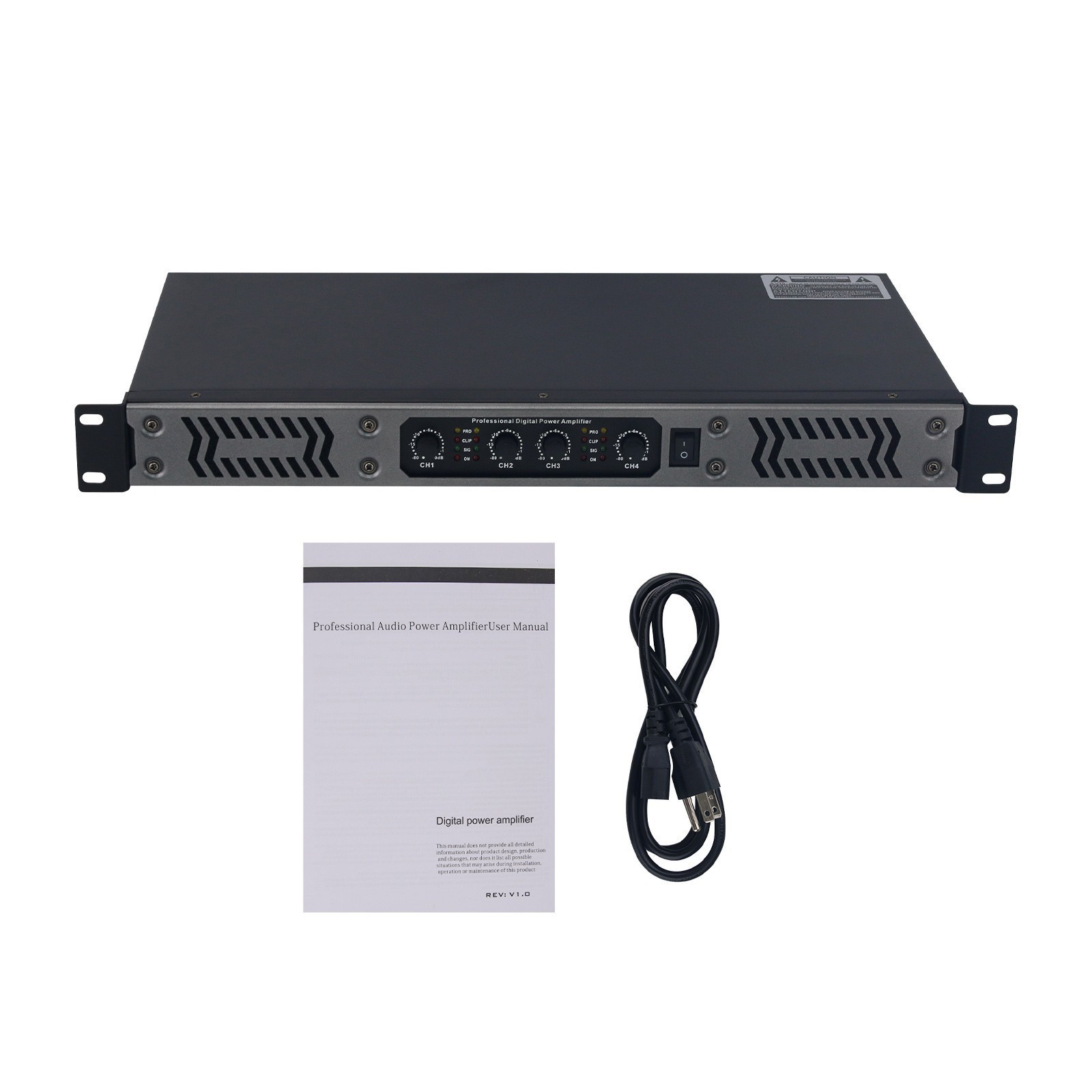 Portable 700Wx4 4Ch Digital Power Amplifier 1U High Power Pure Rear-stage