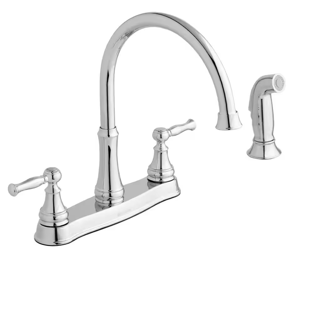 Fairway Double-Handle Standard Kitchen Faucet with Side Sprayer in Polished Chro