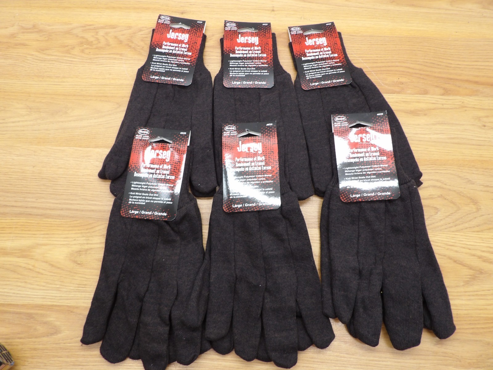 BOSS 4020 JERSEY GENERAL PURPOSE -PERFORMANCE AT WORK GLOVES- LARGE 6 PAIRS