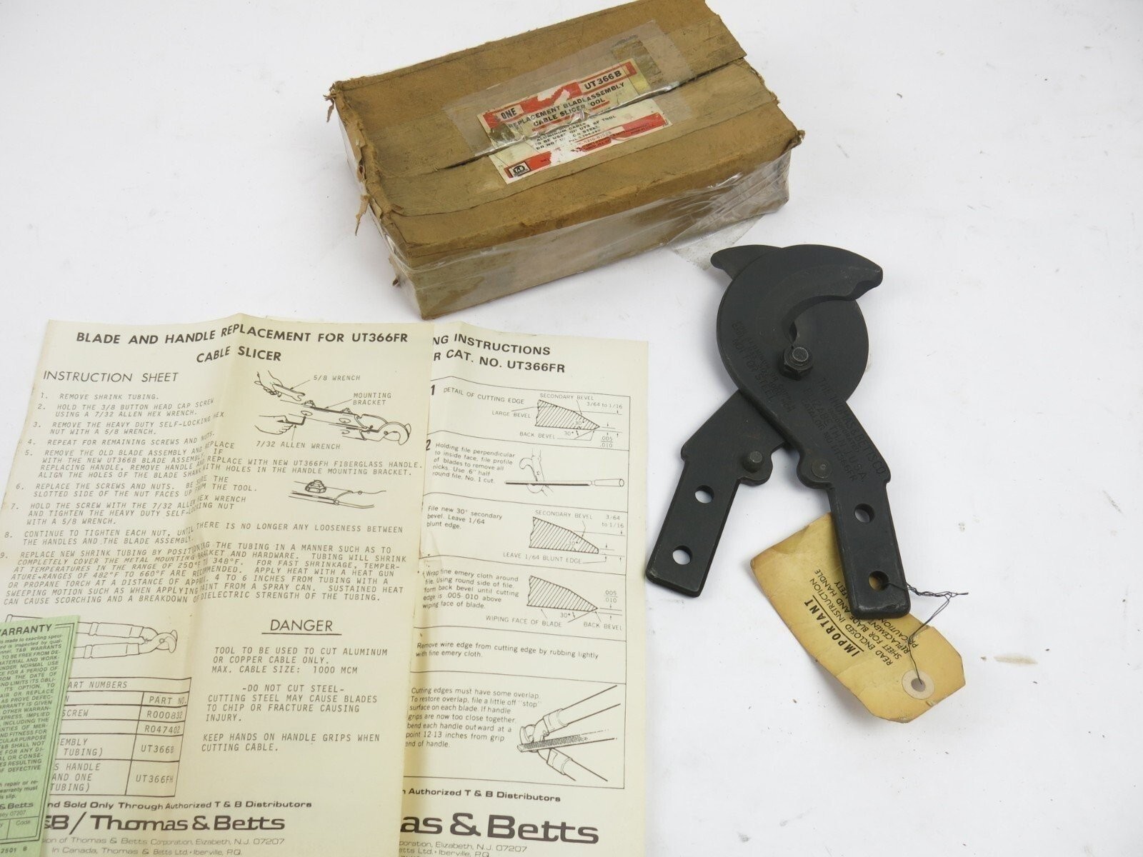 Thomas & Betts ( 366RF ) Cable Cutter Replacement Head Genuine T&b New/old Stock