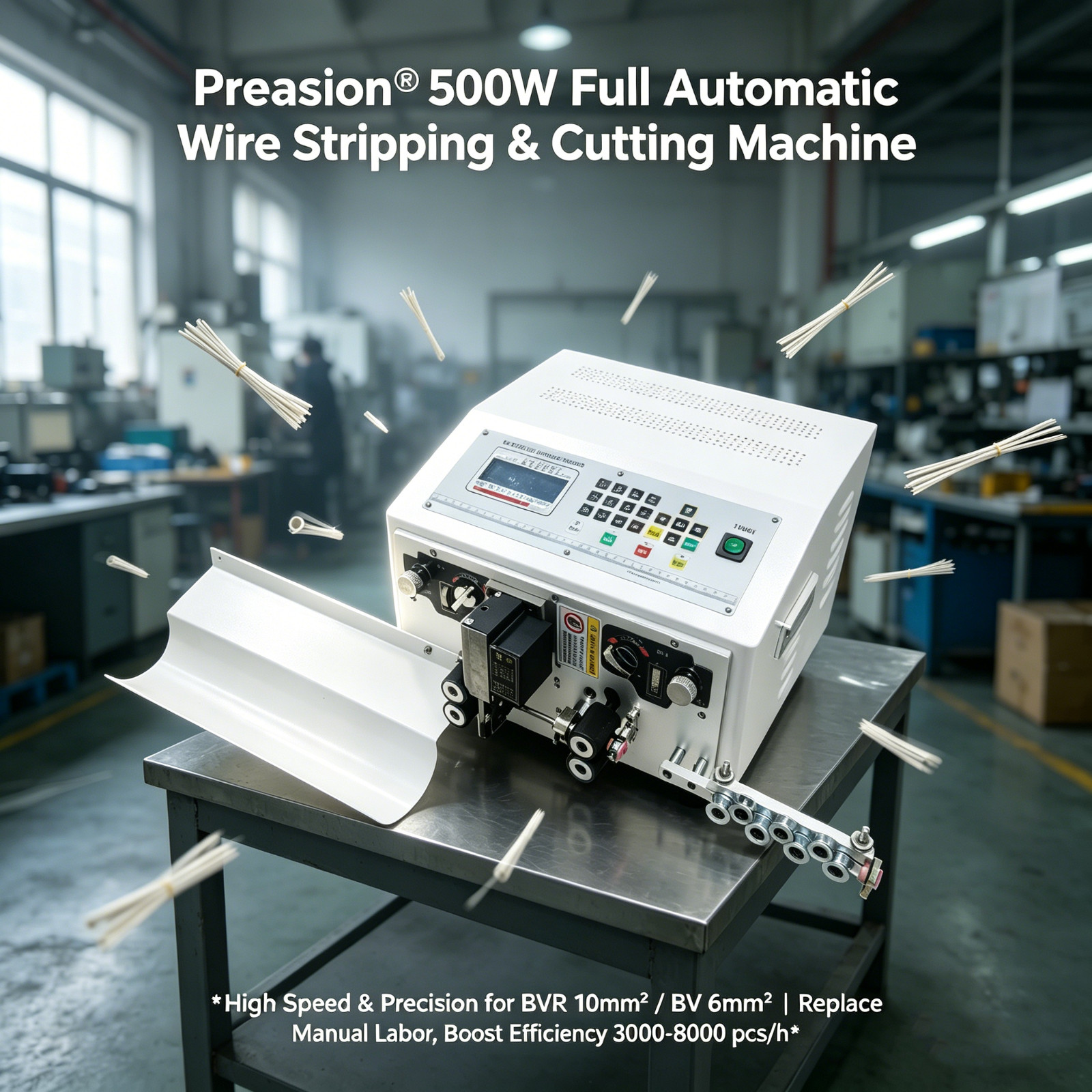 500W 110V Full Automatic Computer Wire Stripping Cutting Machine 3000-8000 pcs/h