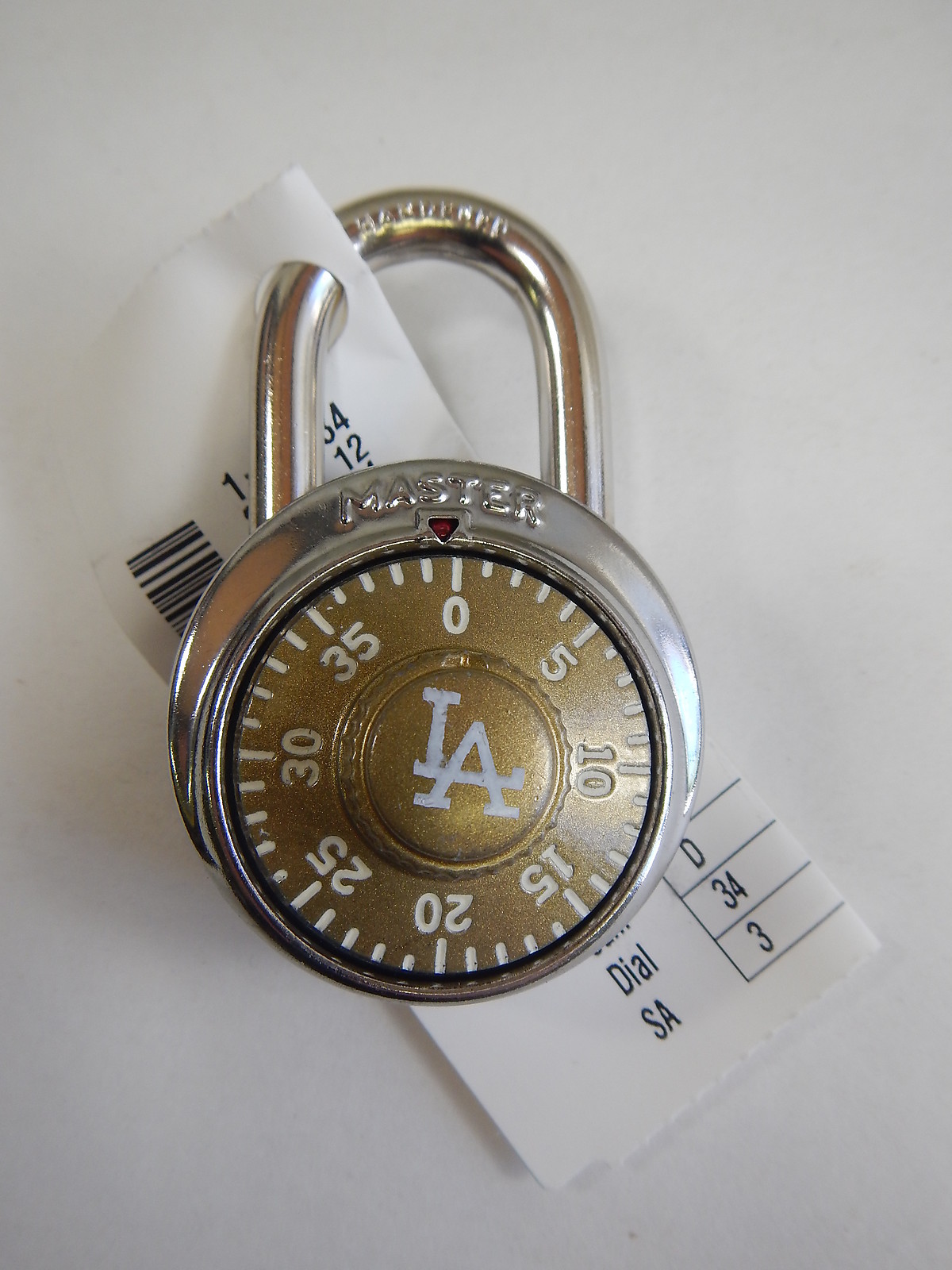 Master Lock Combination Padlock 1525 School Locker Gym LA DODGERS LOGO RARE!