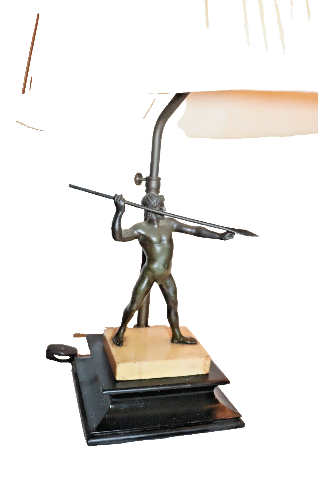 NAKED DEMIRTZI SPARTAN BRONZE STATUE ANTIQUE LAMP 20" HEIGHT Designer Home Decor