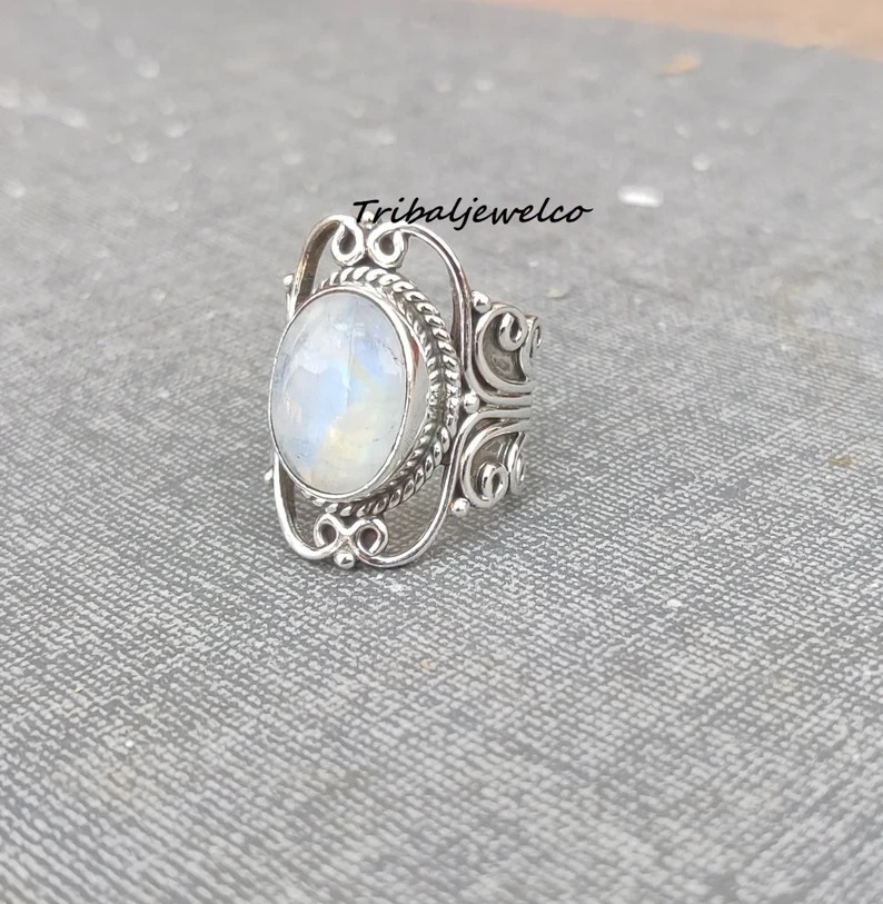 Moonstone Ring925 Sterling Silver Band & Statement Ring Handmade Ring All Size