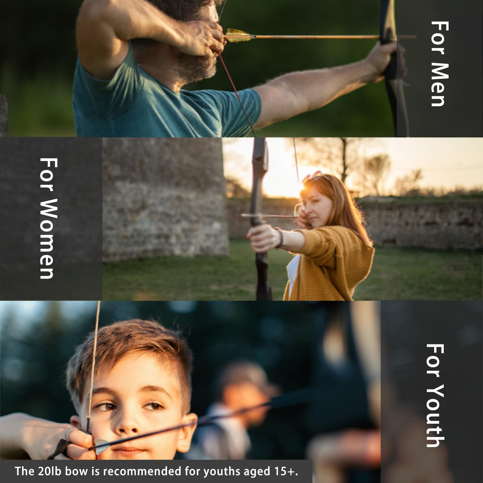 Recurve Bow and Arrow Set for Adults & Youth 20 30 40lb, Takedown Archery Kit...