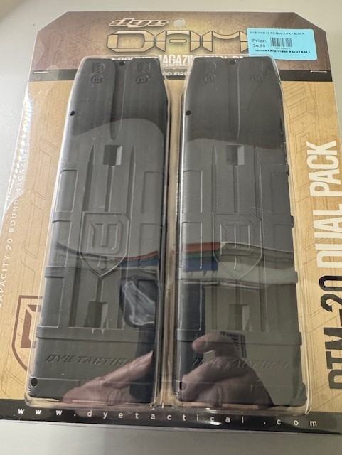 Dye DAM MagFed Paintball Marker 20 Round 20rd Magazine 2 Pack Black Mag Fed