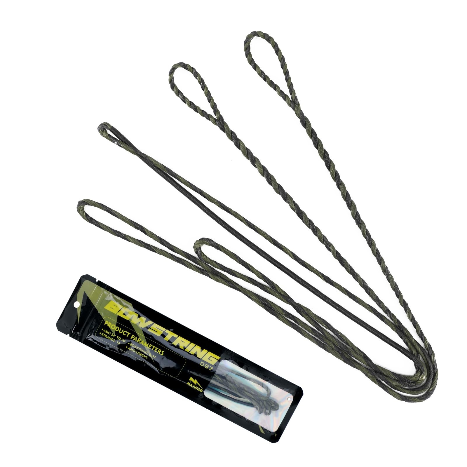 LWANO D97 Flemish Twist Bowstring for Longbow Recurve Bow Black+Olive AMO 54"